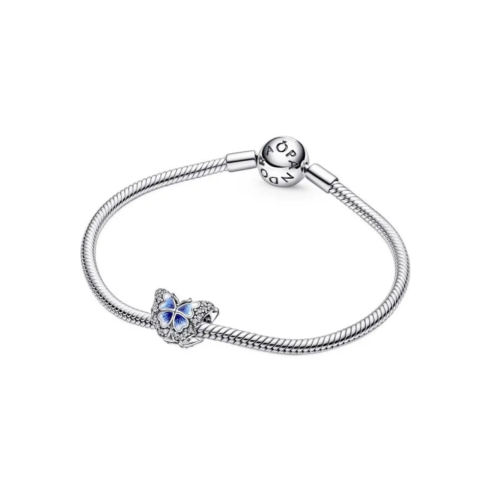 Charm en plata de ley Mariposa Azul Brillante