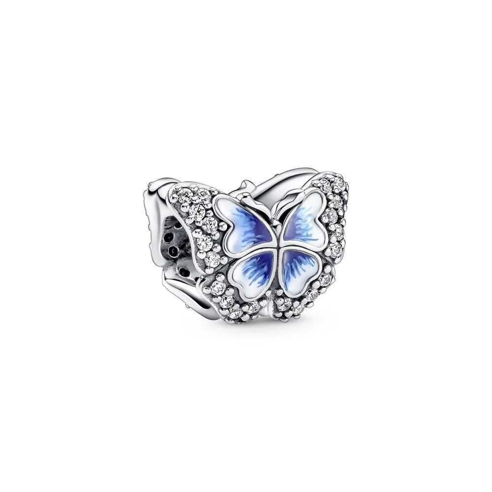 Charm en plata de ley Mariposa Azul Brillante