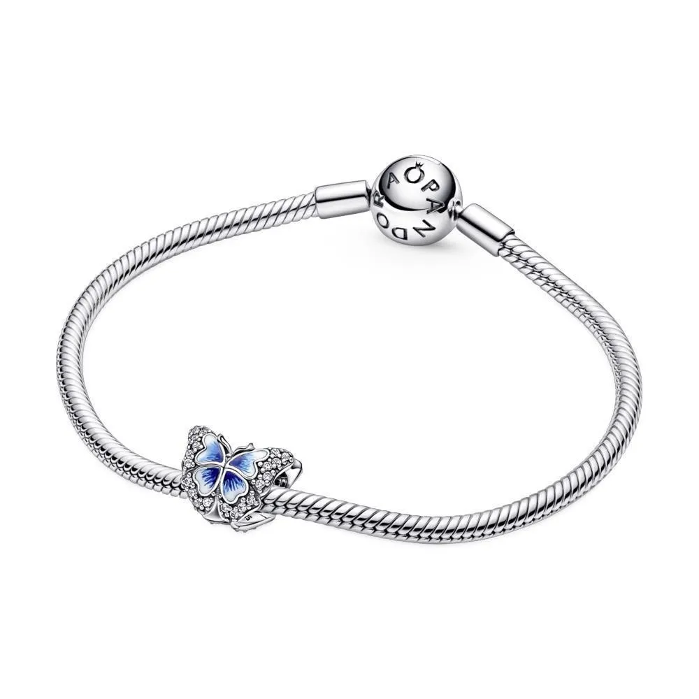 Charm en plata de ley Mariposa Azul Brillante