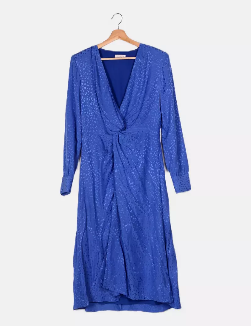 CHIRIBITA Vestido con hombreras azul estampado