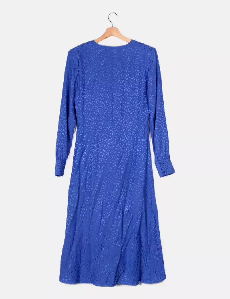 CHIRIBITA Vestido con hombreras azul estampado