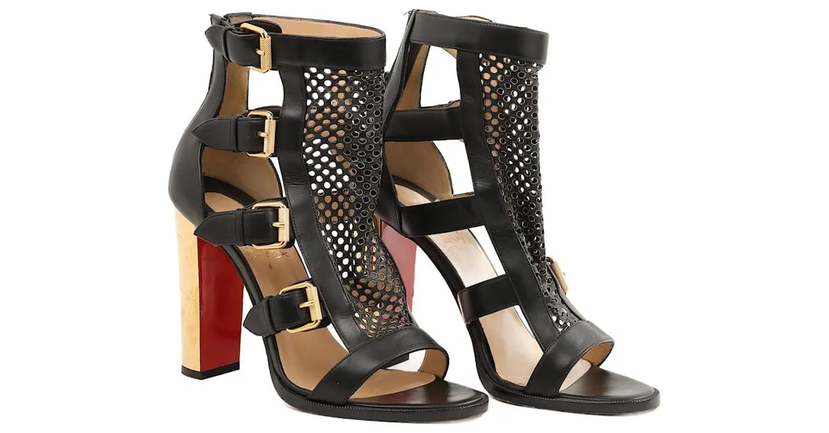 CHRISTIAN LOUBOUTIN Tacones UE 38 Cuero Negro 