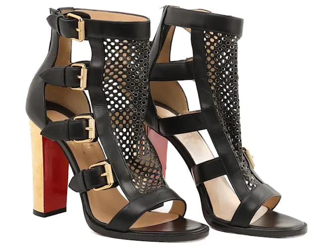 CHRISTIAN LOUBOUTIN Tacones UE 38 Cuero Negro 
