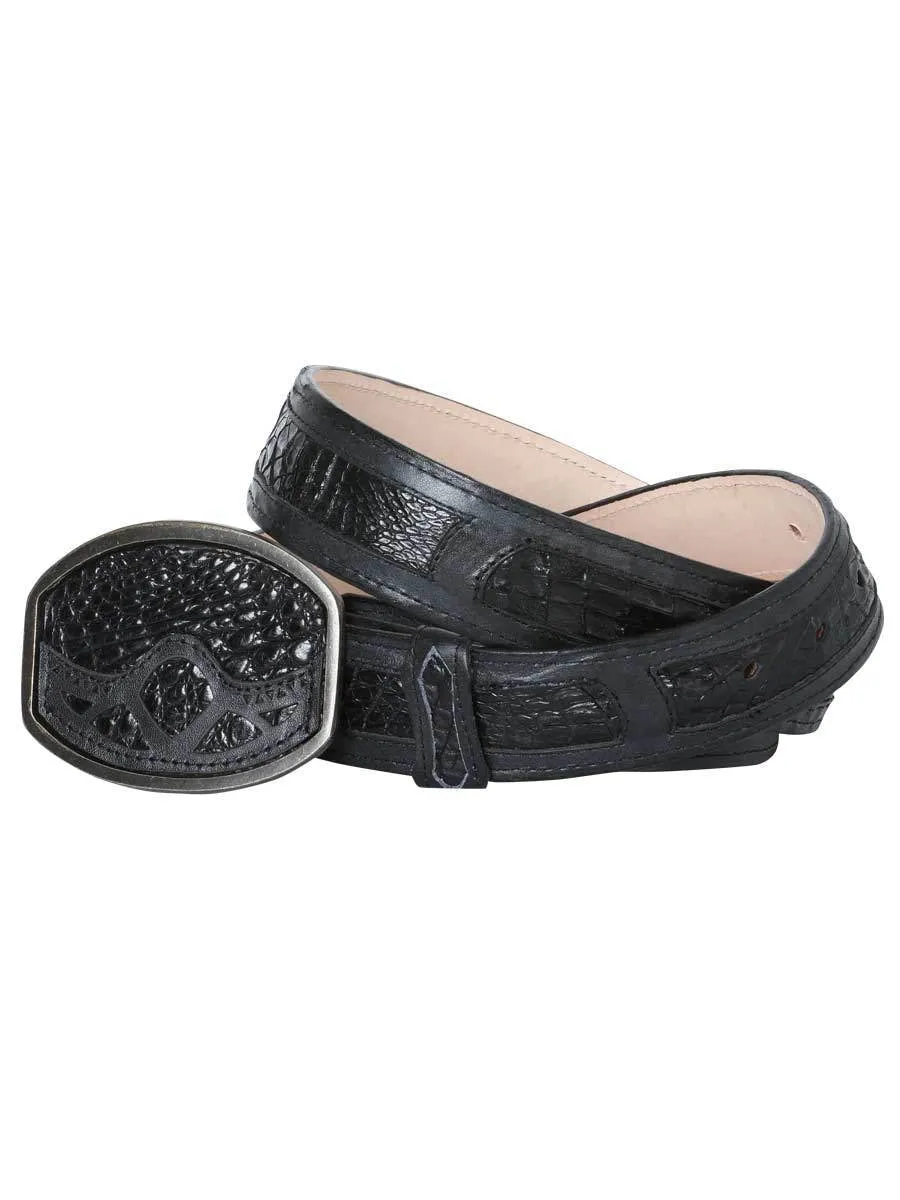CINTO VAQUERO EXOTICO ORIGINAL CAIMAN PARA HOMBRE 'CENTENARIO' *NEGRO40695*