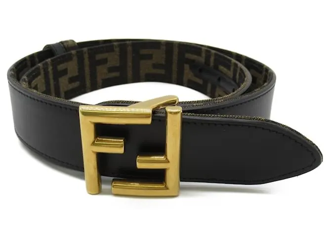 Cinturón estándar de cuero negro Fendi 