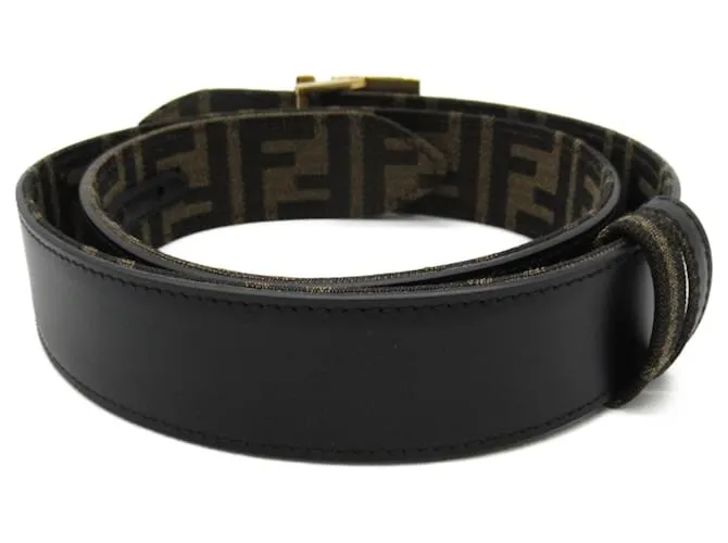 Cinturón estándar de cuero negro Fendi 
