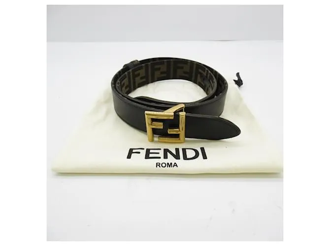 Cinturón estándar de cuero negro Fendi 