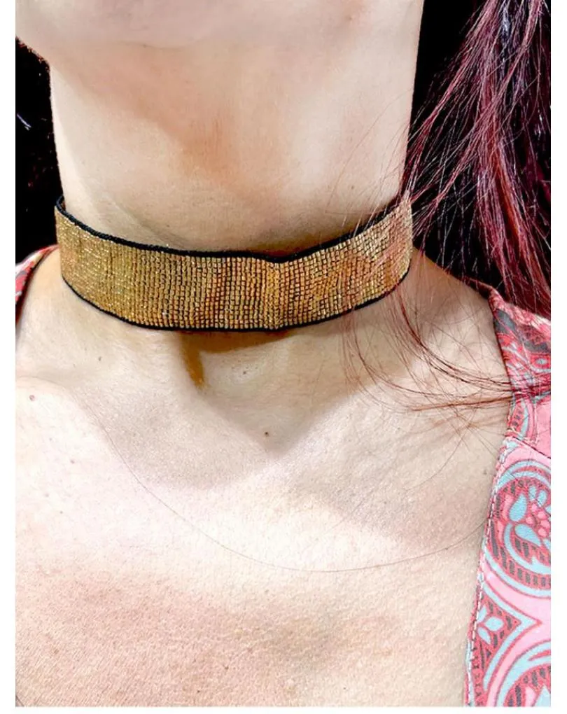COLLARES MUJER CHOKERS DORADOS Y NEGROS DE MIJUKI PARA DIA Y NOCHE
