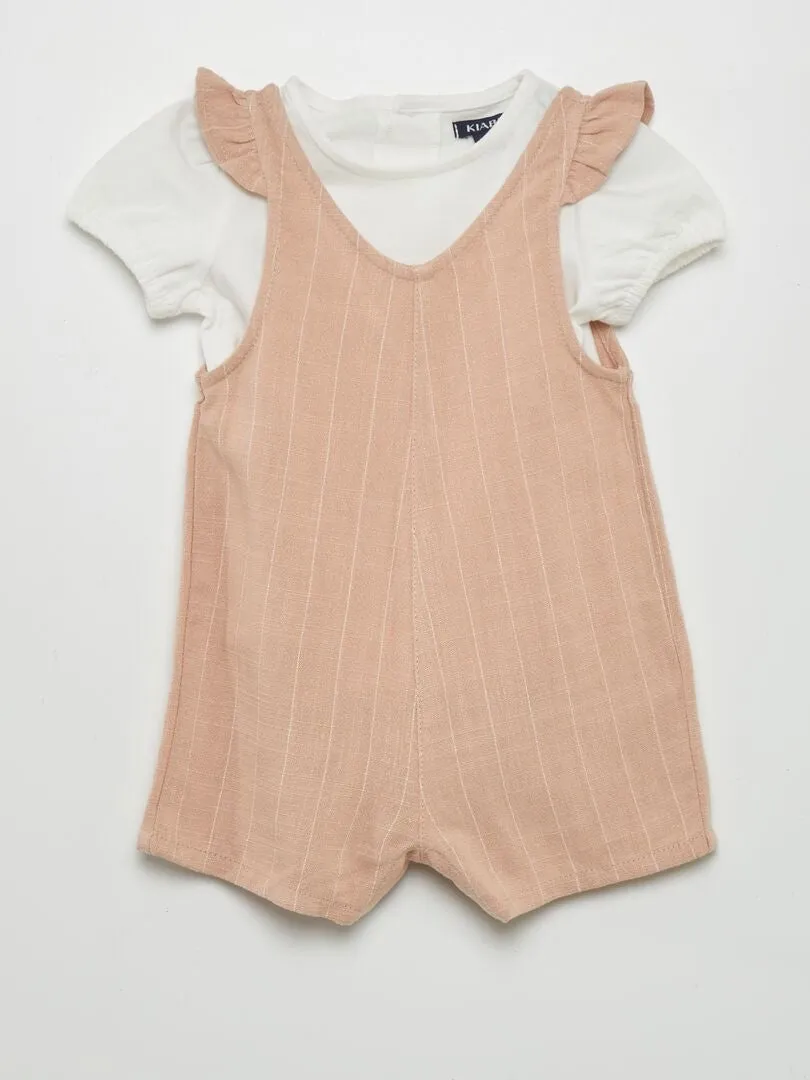 CONJUNTO DE PETO + CAMISETA  2 PIEZAS  ROSA