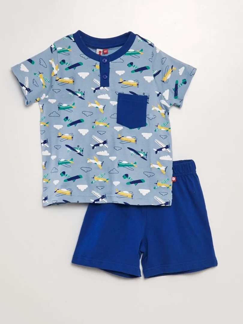 CONJUNTO DE PIJAMA ESTAMPADO  2 PIEZAS  AZUL