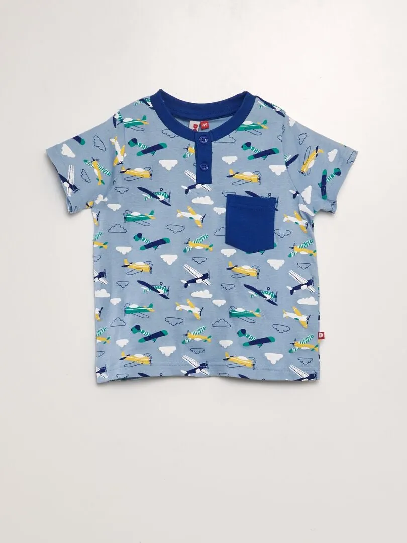 CONJUNTO DE PIJAMA ESTAMPADO  2 PIEZAS  AZUL