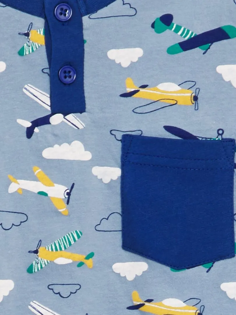 CONJUNTO DE PIJAMA ESTAMPADO  2 PIEZAS  AZUL