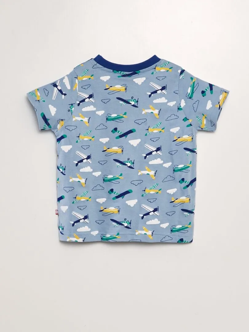 CONJUNTO DE PIJAMA ESTAMPADO  2 PIEZAS  AZUL
