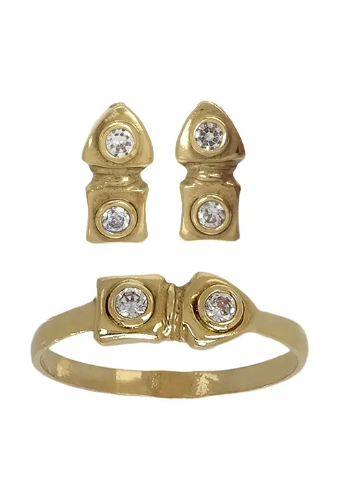 Conjunto de sortija y pendientes para bebe oro 18 ktes 140_4.043