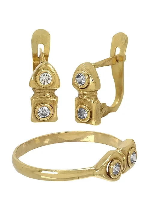 Conjunto de sortija y pendientes para bebe oro 18 ktes 140_4.043