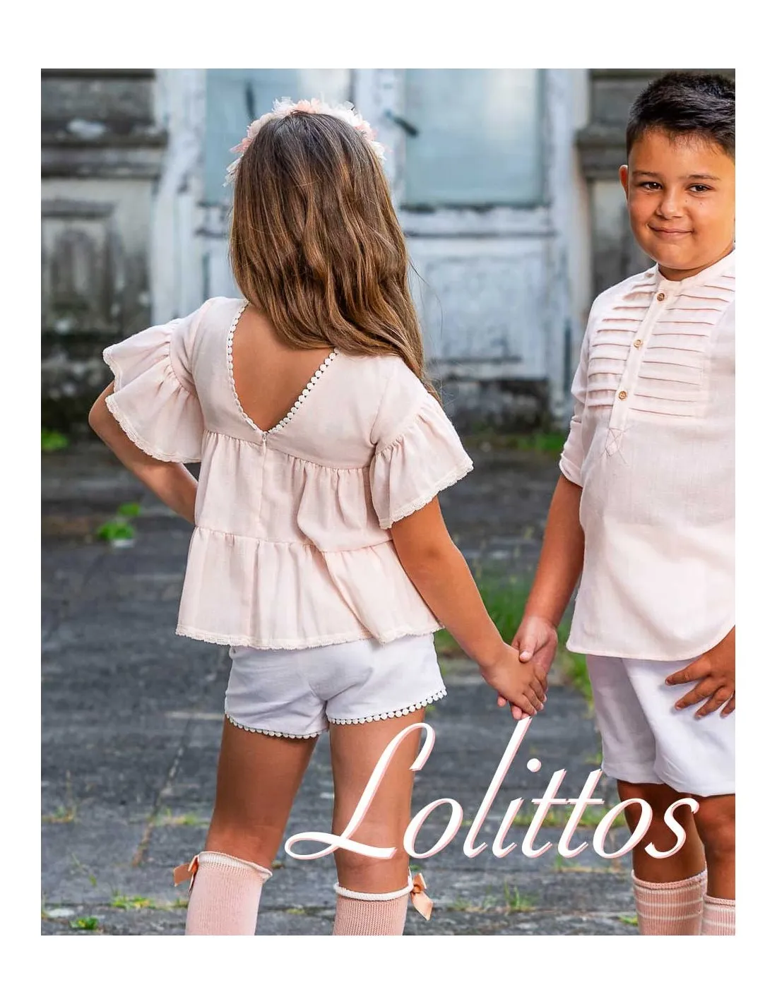 Conjunto Niña Ceremonia Blusón y Short Lolittos Colección Melocotón