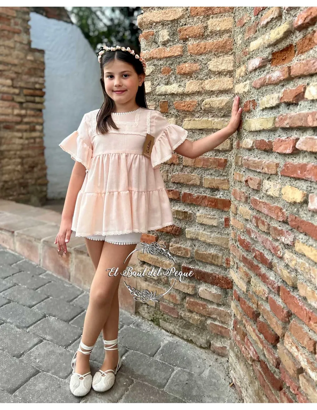 Conjunto Niña Ceremonia Blusón y Short Lolittos Colección Melocotón
