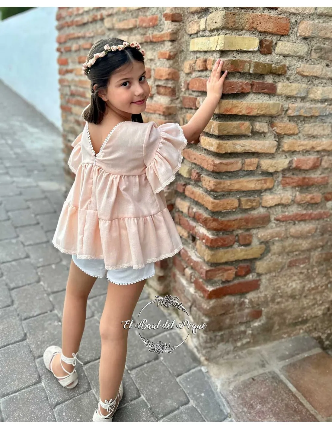 Conjunto Niña Ceremonia Blusón y Short Lolittos Colección Melocotón
