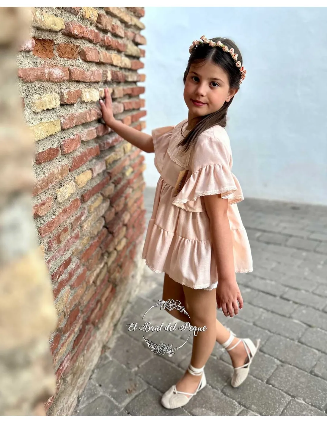 Conjunto Niña Ceremonia Blusón y Short Lolittos Colección Melocotón