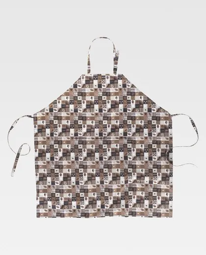 Delantal con peto estampado café 90x95