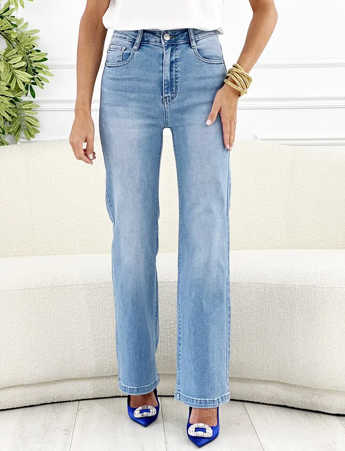 Denim boston wide leg claro