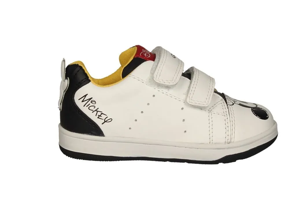 Deportivo Piel Blanco/negro Pala Mickey Talon Mano