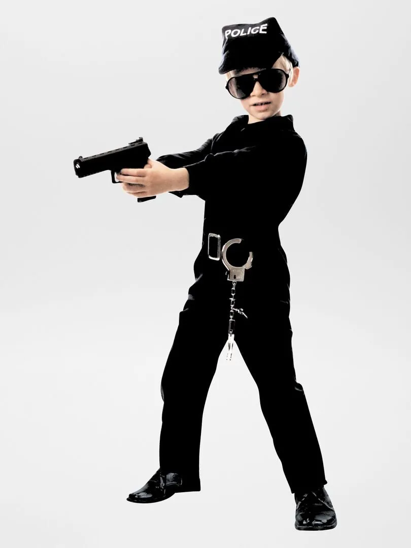 DISFRAZ DE POLICíA  MONO + GORRA + CINTURóN  NEGRO