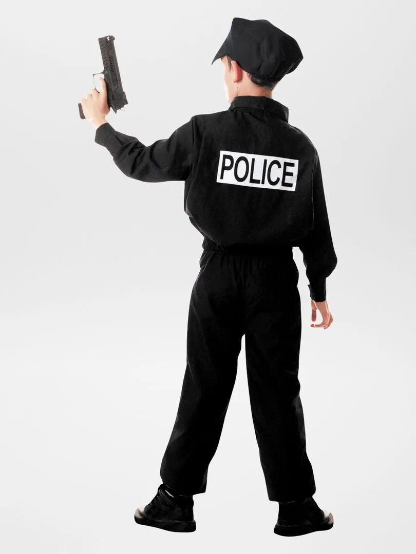 DISFRAZ DE POLICíA  MONO + GORRA + CINTURóN  NEGRO