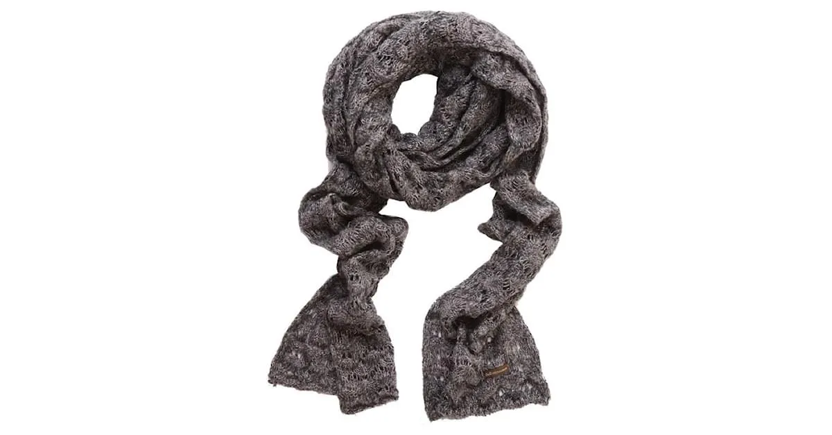 DOLCE & GABBANA, Bufanda gris abierta de punto con lúrex. 