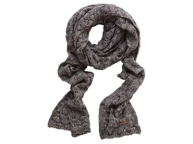 DOLCE & GABBANA, Bufanda gris abierta de punto con lúrex. 