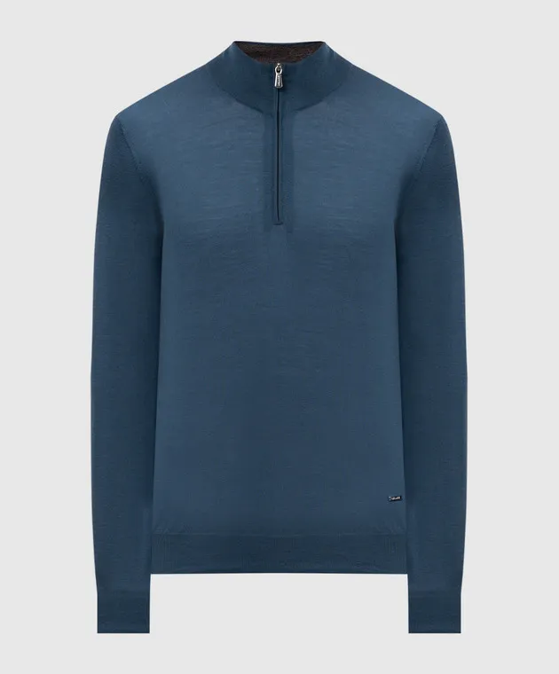 Enrico Mandelli Blue wool jumper with logo