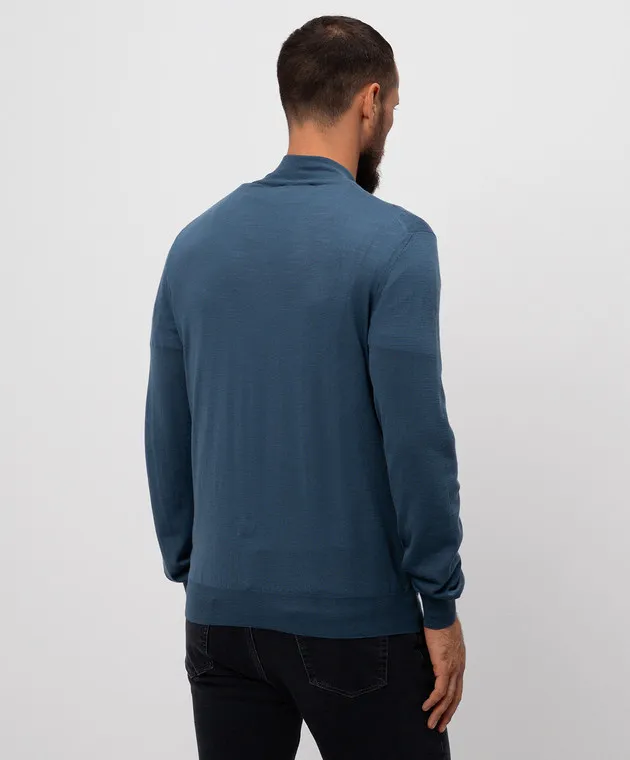 Enrico Mandelli Blue wool jumper with logo