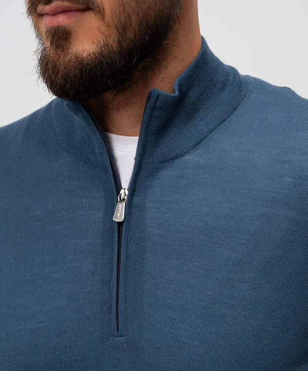 Enrico Mandelli Blue wool jumper with logo