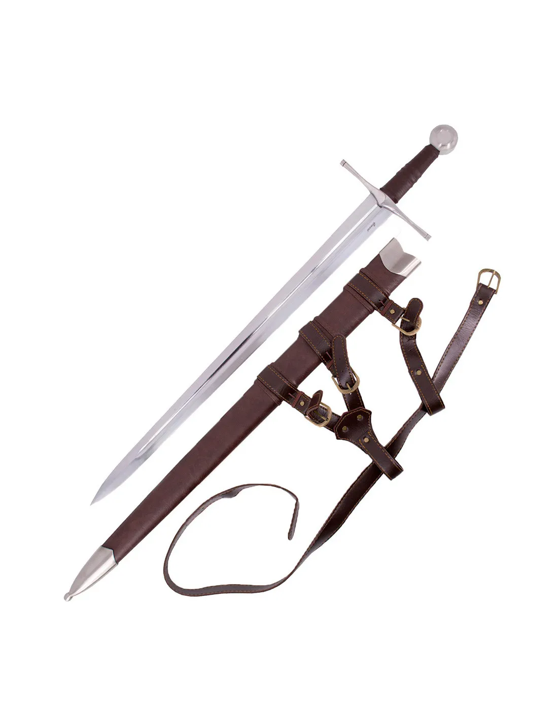 Espada medieval de una mano con vaina y cinturón (Cat. C)