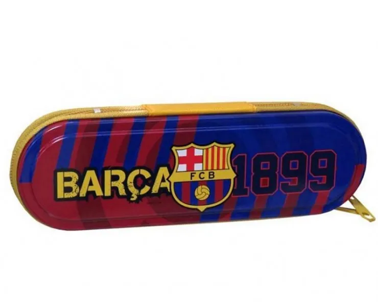 Estuche metálico del FC Barcelona con cierre de cremallera