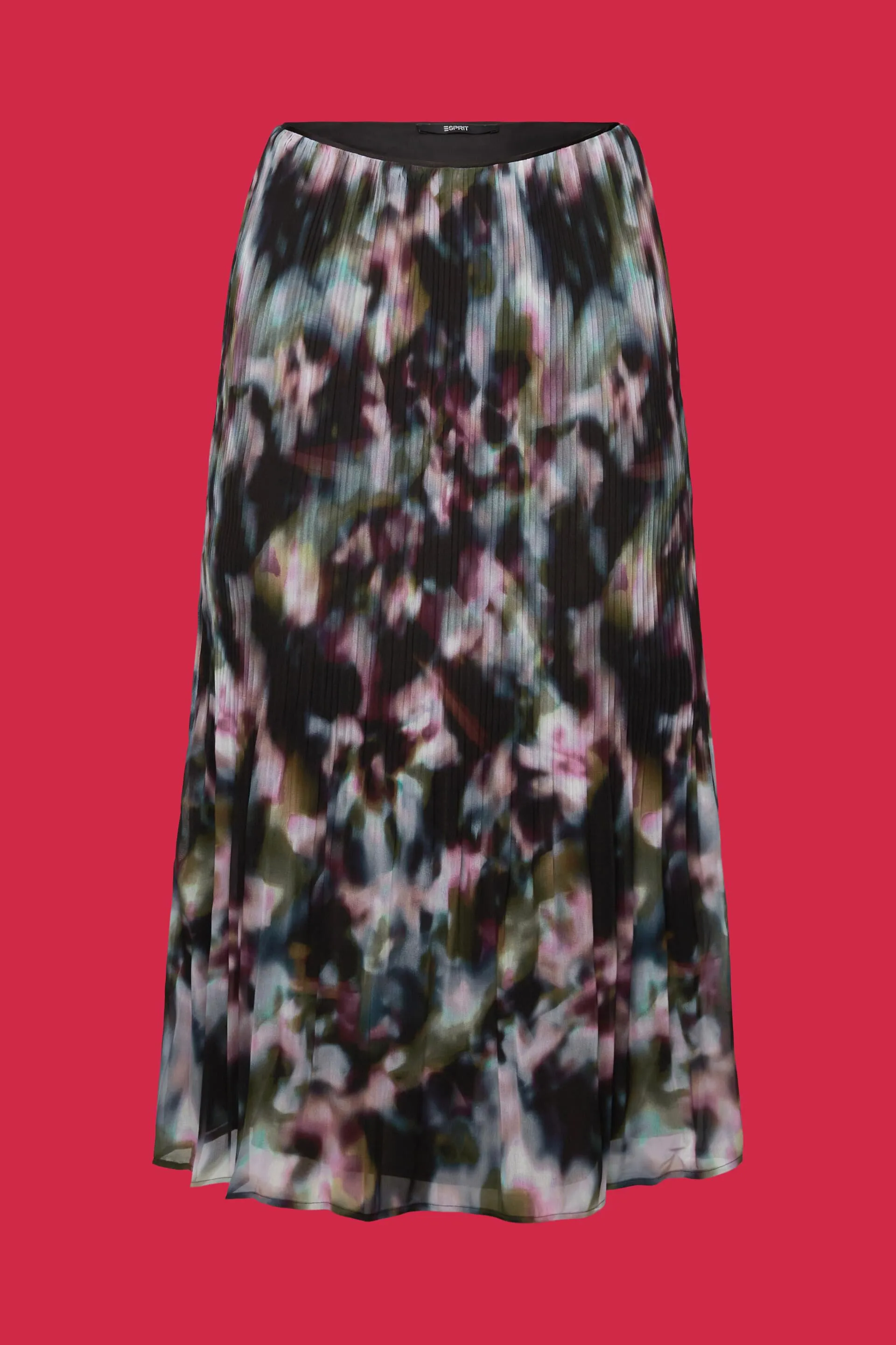 Falda midi de gasa plisada con estampado