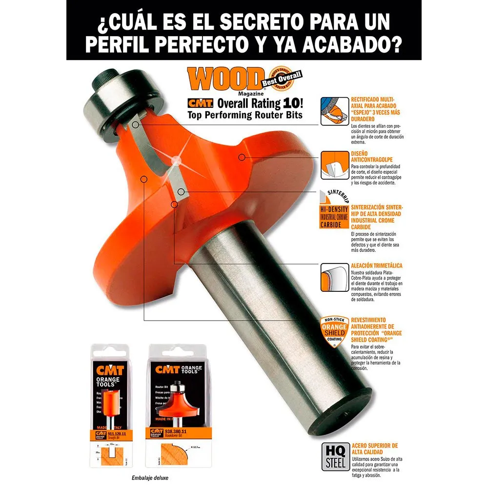 Fresa radio convexo HM S:8 R:8 c/rodam. 914.160.11B CMT