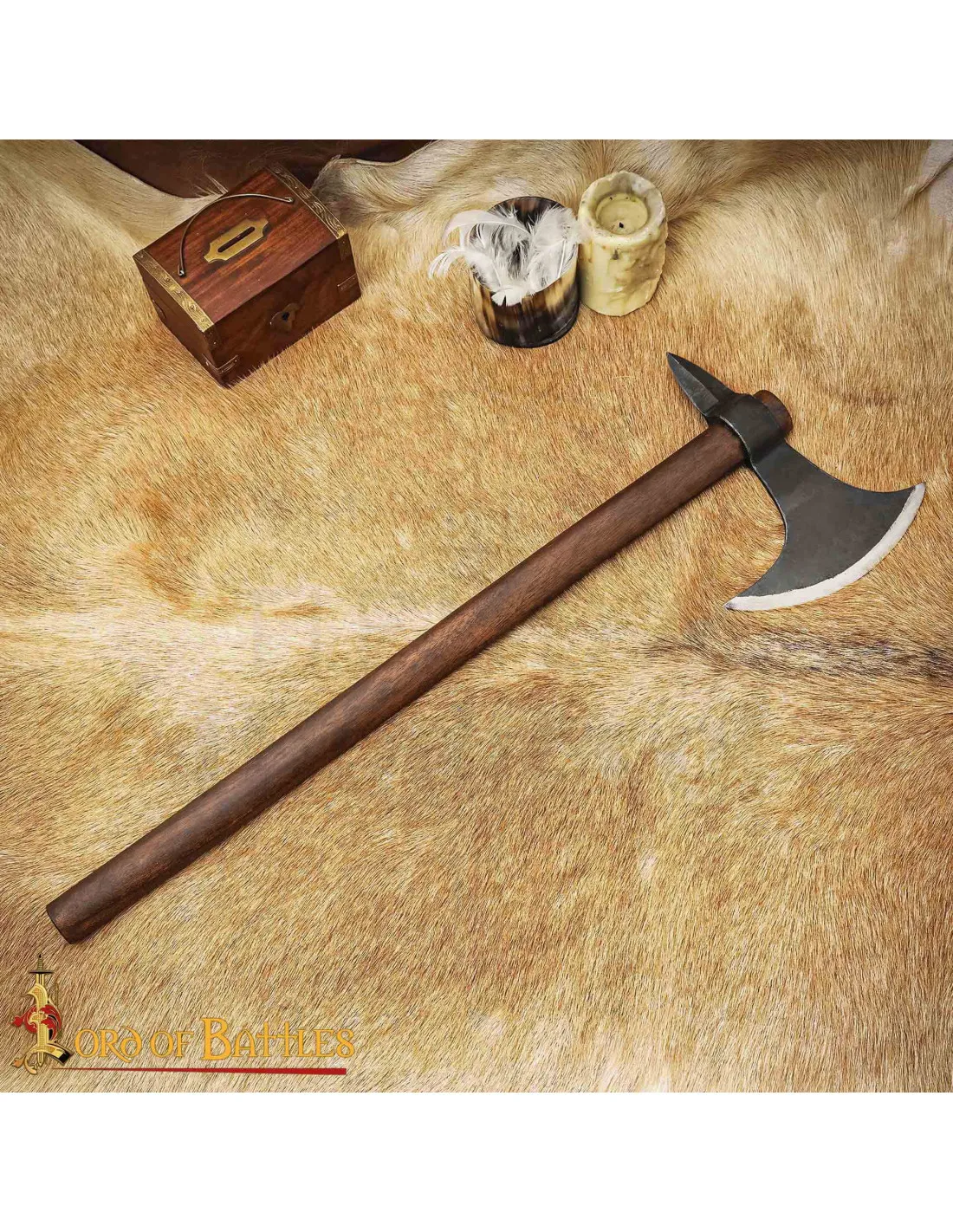 Hacha vikinga acero forjada a mano (57,5 cm.)