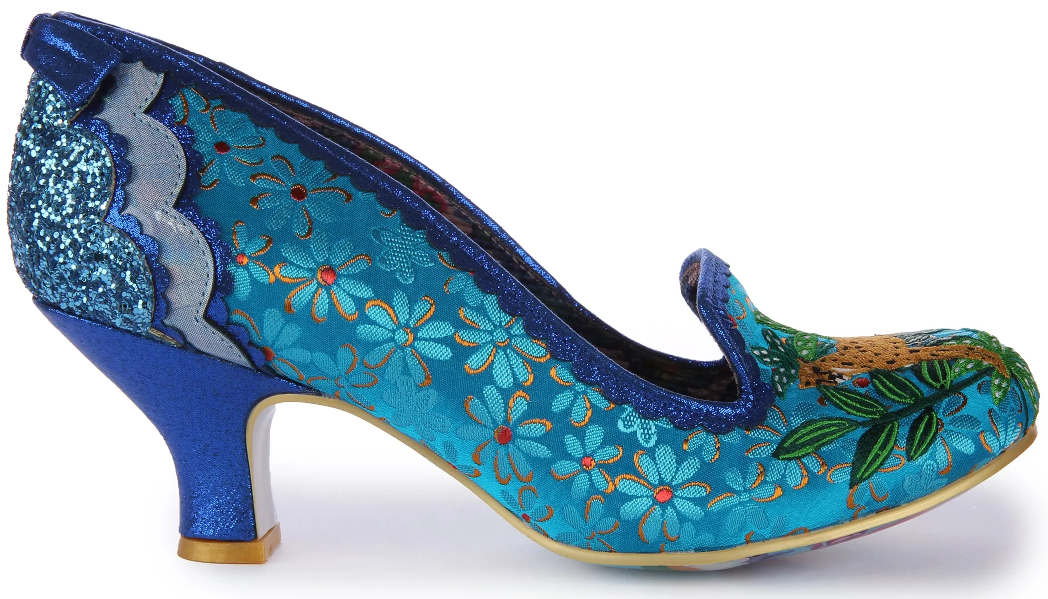 Irregular Choice Charming Cheetah Zapatos de tacón medio para mujer en rosa multi