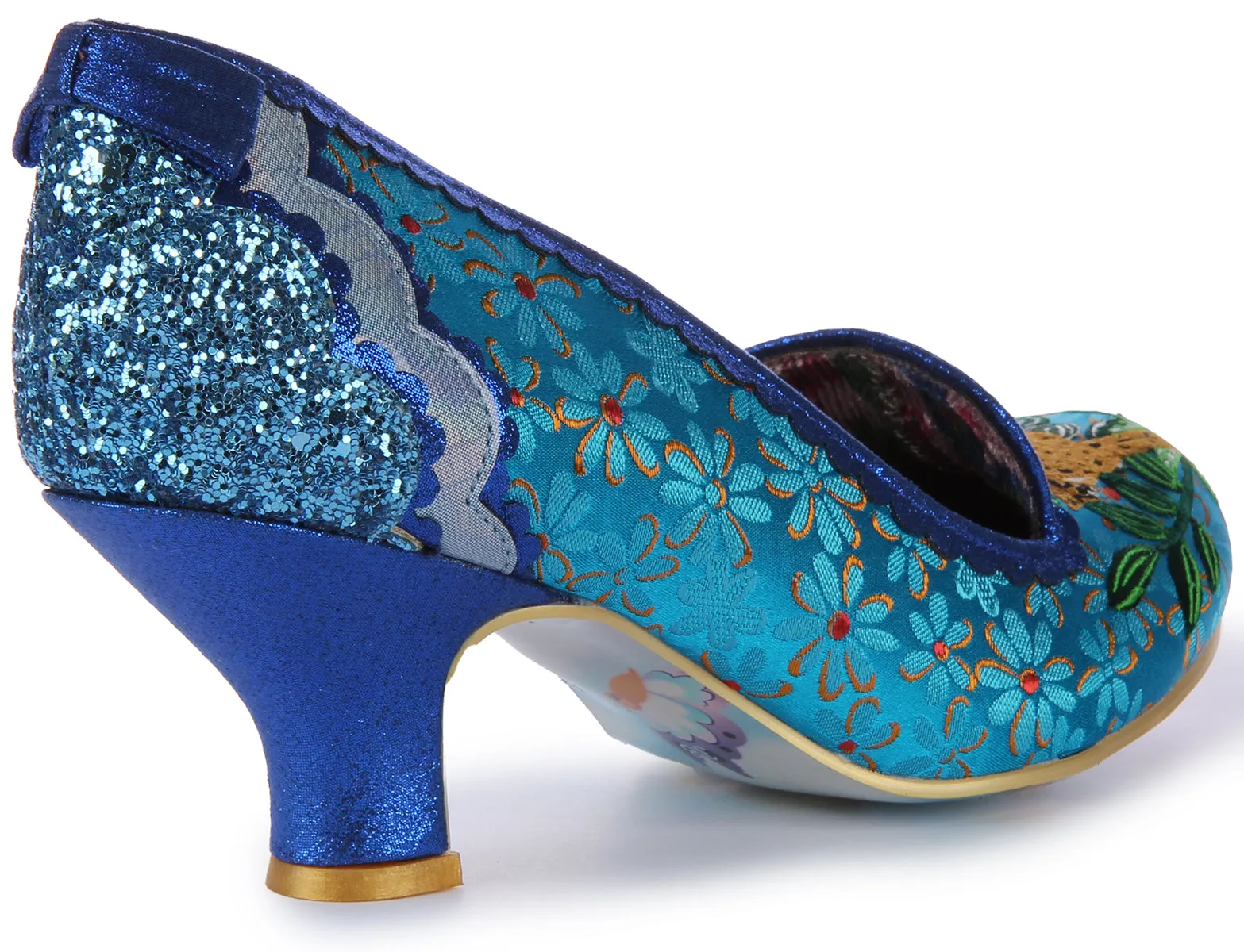 Irregular Choice Charming Cheetah Zapatos de tacón medio para mujer en rosa multi
