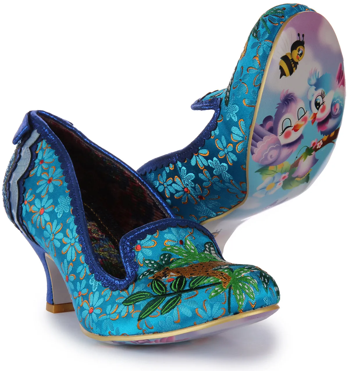 Irregular Choice Charming Cheetah Zapatos de tacón medio para mujer en rosa multi