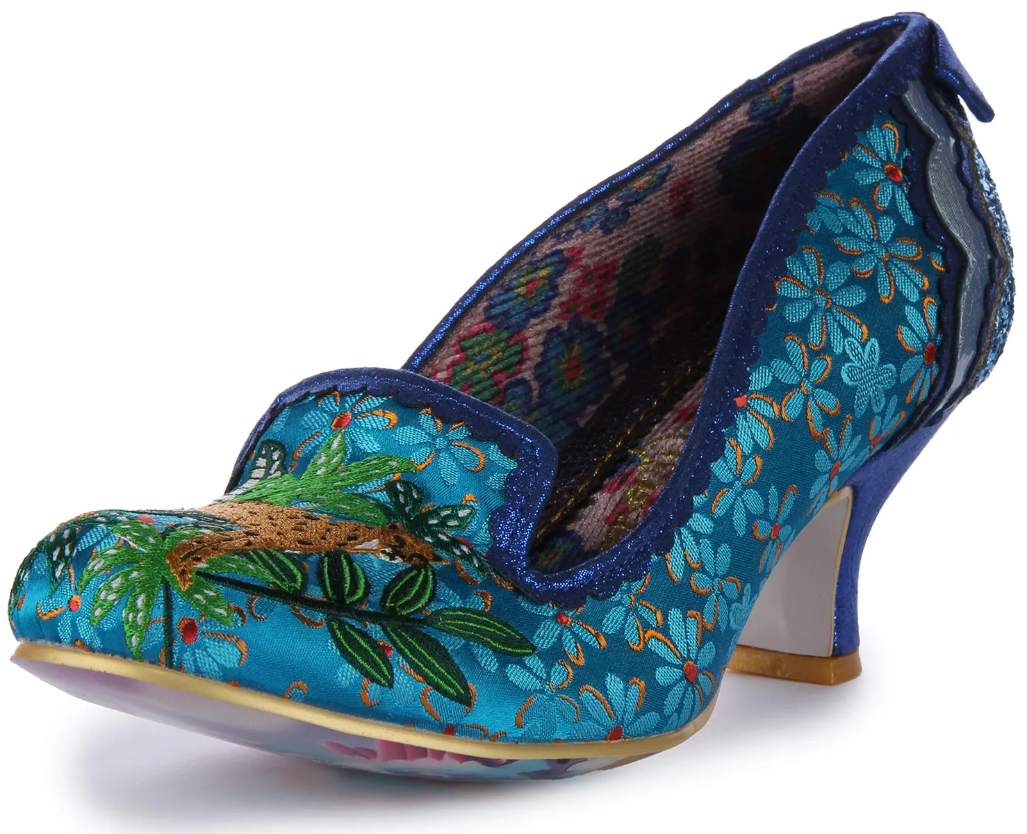 Irregular Choice Charming Cheetah Zapatos de tacón medio para mujer en rosa multi