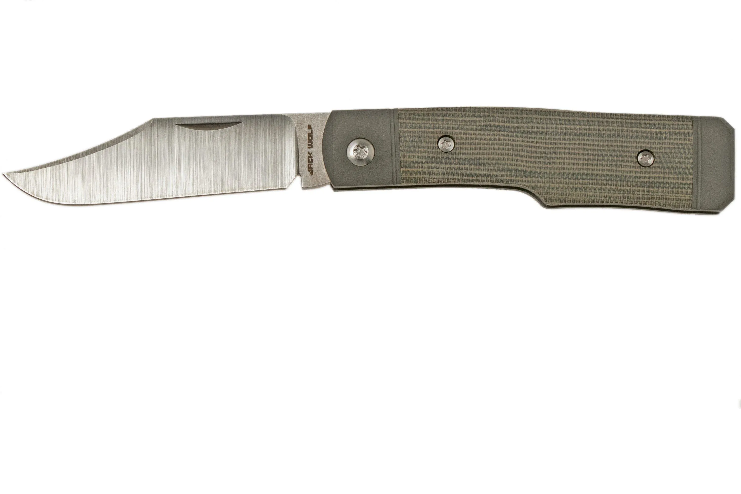 JACK WOLF SHARPSHOOTER JACK, OD GREEN CANVAS MICARTA SHSHMOD NAVAJA SLIPJOINT