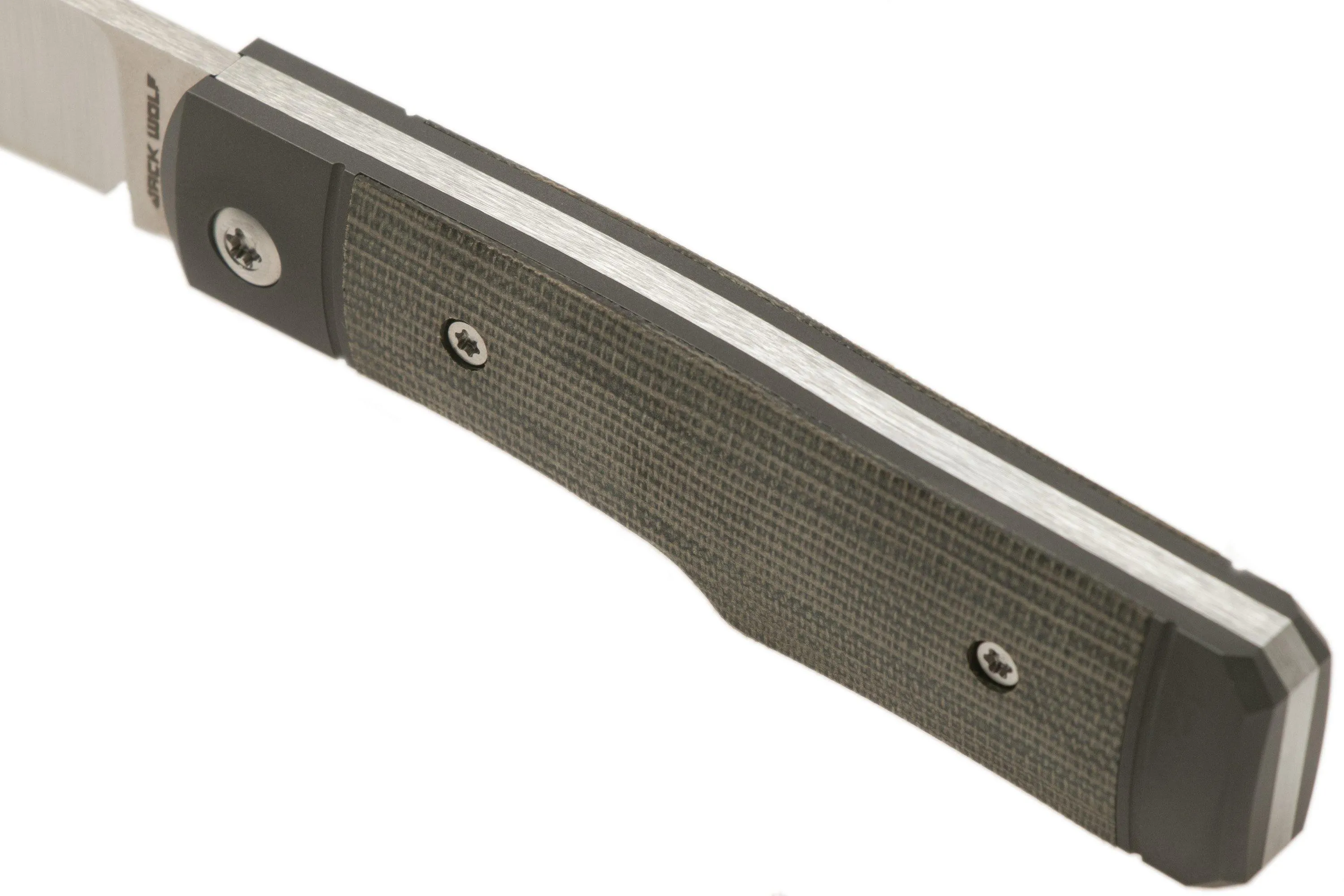 JACK WOLF SHARPSHOOTER JACK, OD GREEN CANVAS MICARTA SHSHMOD NAVAJA SLIPJOINT