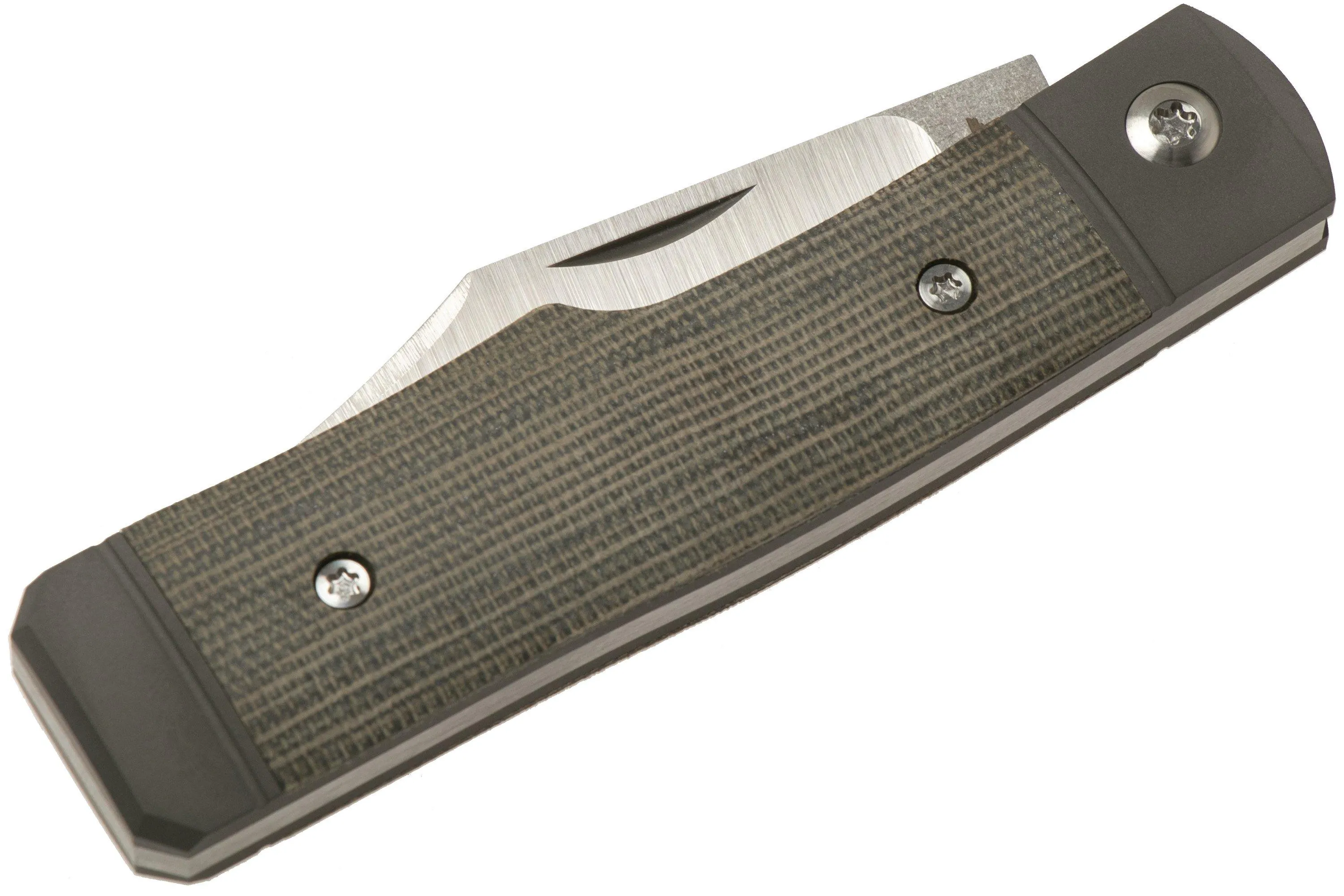 JACK WOLF SHARPSHOOTER JACK, OD GREEN CANVAS MICARTA SHSHMOD NAVAJA SLIPJOINT
