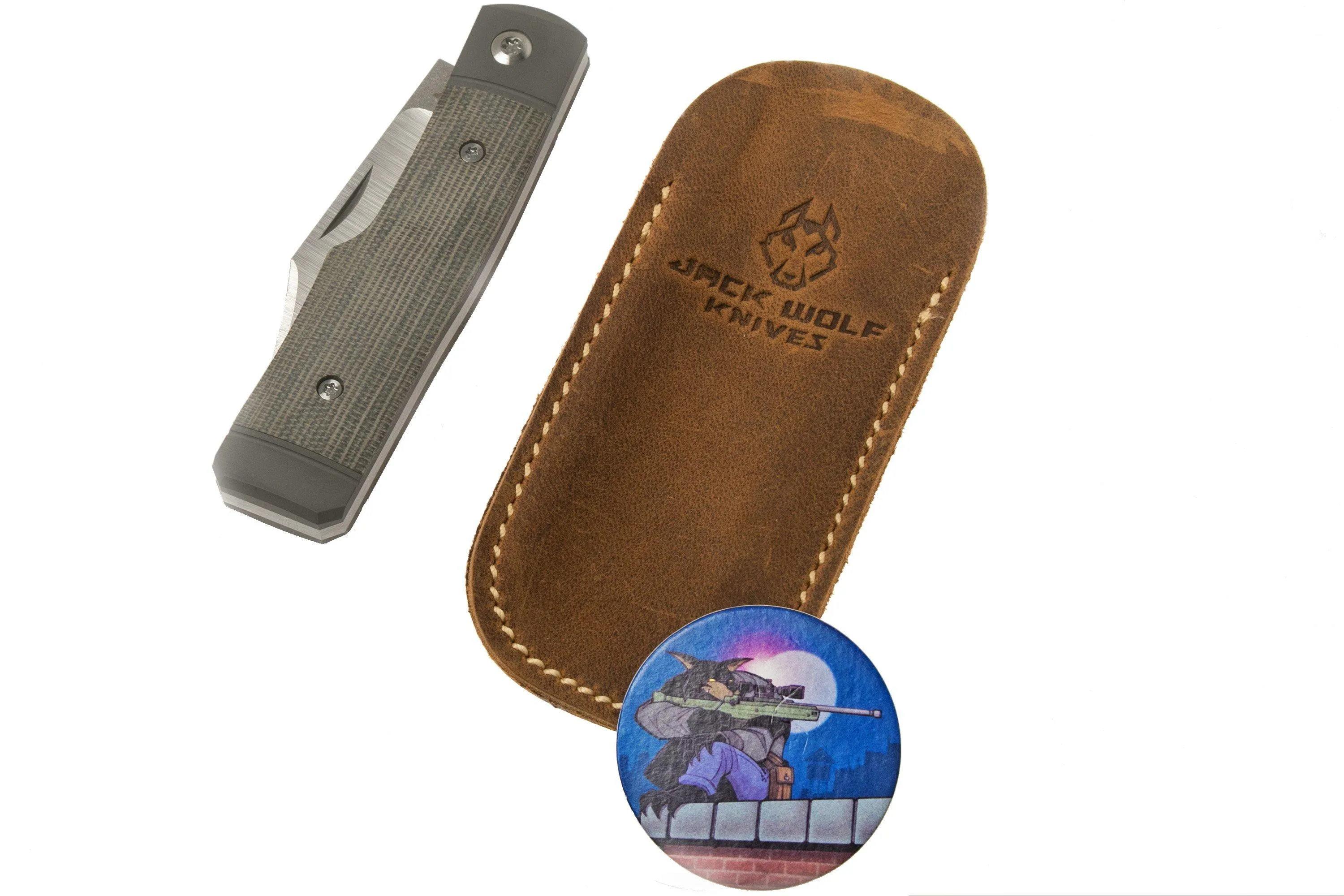 JACK WOLF SHARPSHOOTER JACK, OD GREEN CANVAS MICARTA SHSHMOD NAVAJA SLIPJOINT