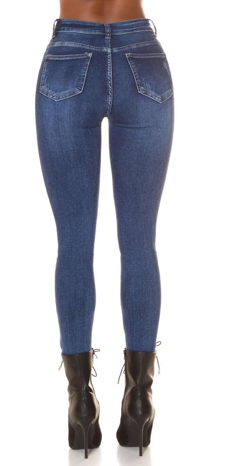 Jeans skinny desgastados azul oscuro