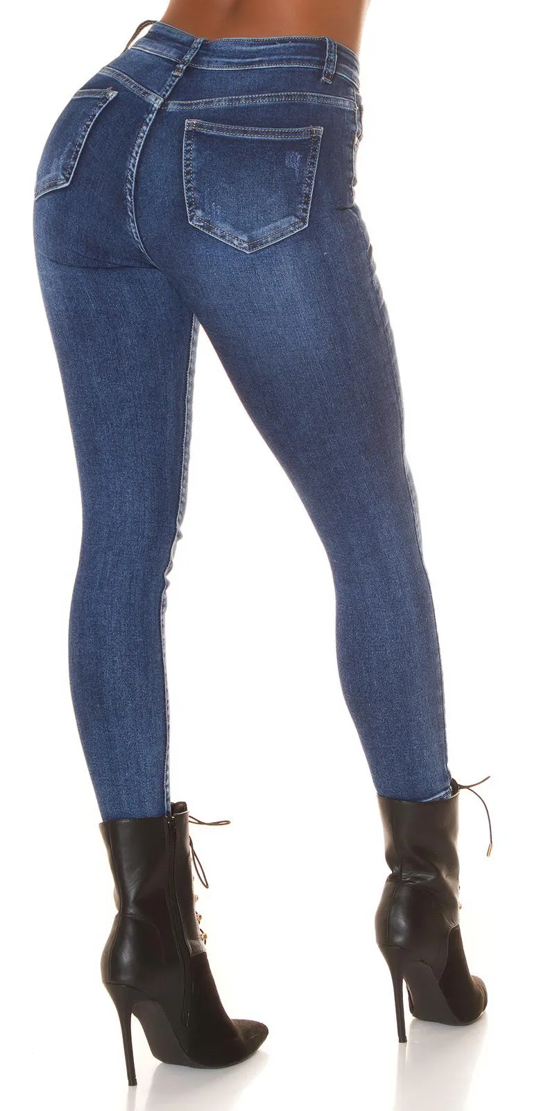 Jeans skinny desgastados azul oscuro