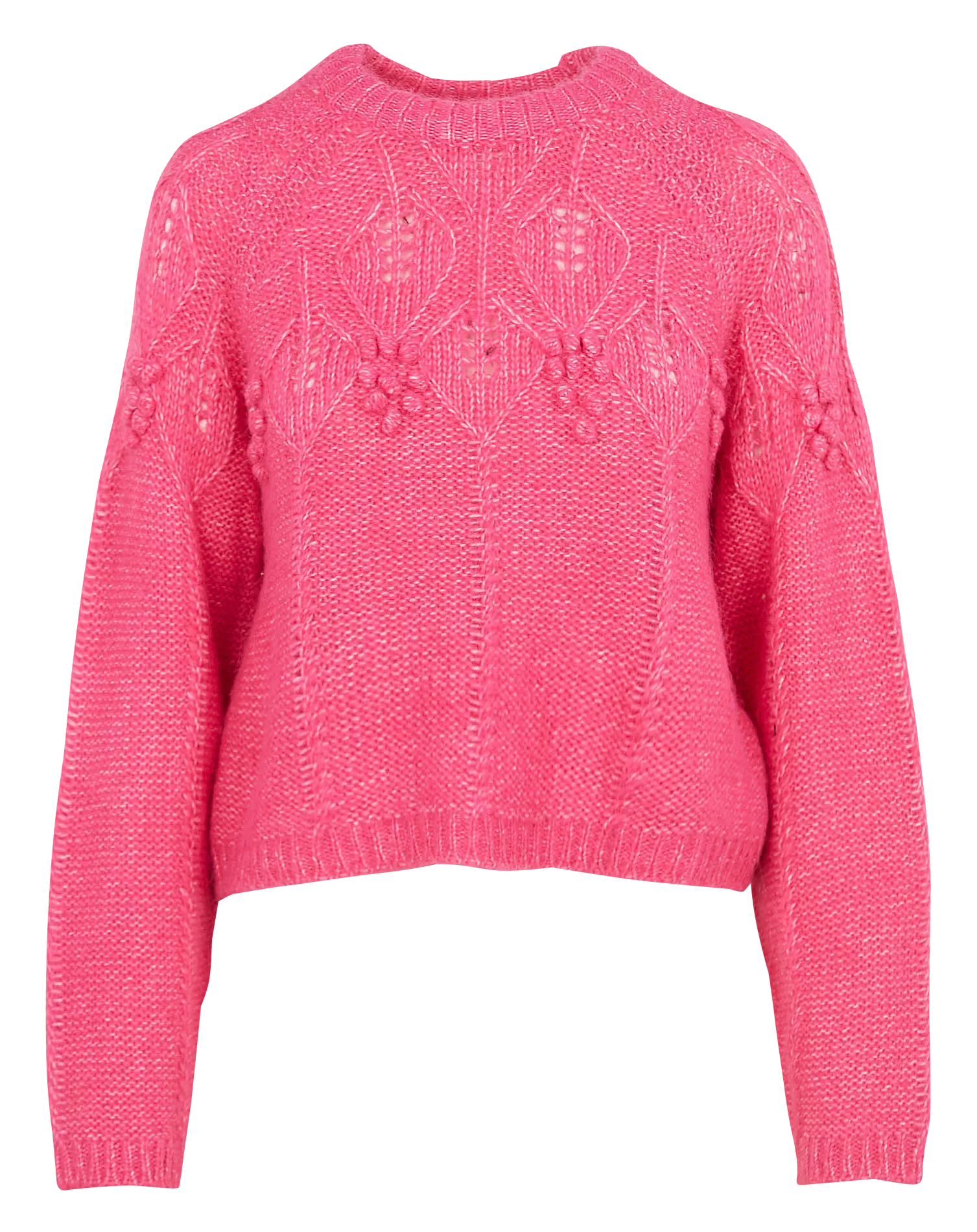Jersey calado de mezcla de punto con cuello redondo en violeta