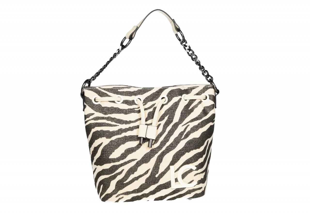 Judas Tejido Beige Estampado Cebra y Animal Print Logo Lc